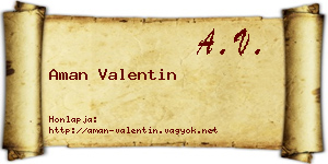 Aman Valentin névjegykártya